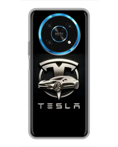 Чехол для Huawei Honor Magic 6 Lite 5G с картинкой «Tesla — серебристое авто»