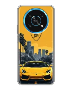 Чехол для Huawei Honor Magic 6 Lite 5G с картинкой «Желтый Lamborghini город»