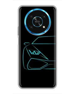Чехол для Huawei Honor Magic 6 Lite 5G с картинкой «Голубой силуэт Lamborghini»