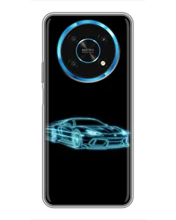 Чехол для Huawei Honor Magic 6 Lite 5G с картинкой «Неоновый контур Lamborghini»