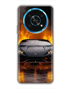 Чехол для Huawei Honor Magic 6 Lite 5G с картинкой «Lamborghini в огне»