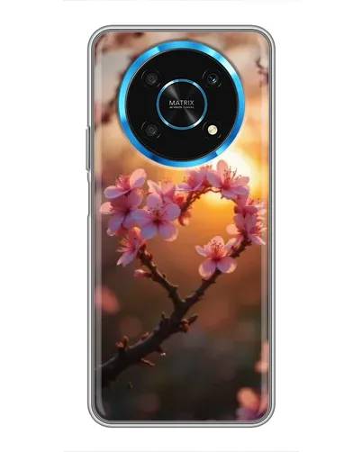 Чехол для Huawei Honor Magic 6 Lite 5G с картинкой «Розовый цвет сердце на фоне заката»