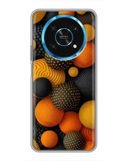 Чехол для Huawei Honor Magic 6 Lite 5G с картинкой «Объемные оранжевые сферы»