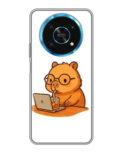 Чехол для Huawei Honor Magic 6 Lite 5G с картинкой «Капибара с ноутбуком»