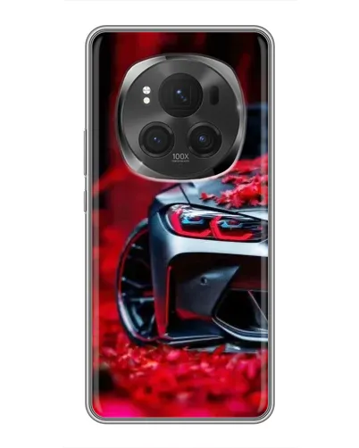 Чехол для Huawei Honor Magic 6 Pro с картинкой «Спортивная BMW и цветы»