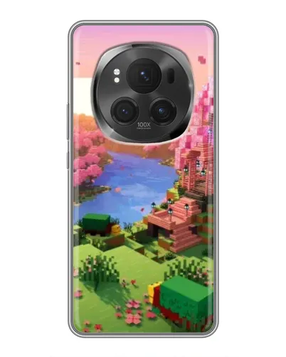 Чехол для Huawei Honor Magic 6 Pro с картинкой «Розовое дерево Minecraft»