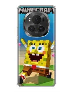 Чехол для Huawei Honor Magic 6 Pro с картинкой «Губка Боб Minecraft»