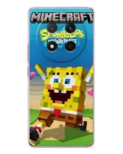 Чехол для Huawei Honor Magic 7 Lite с картинкой «Губка Боб Minecraft»
