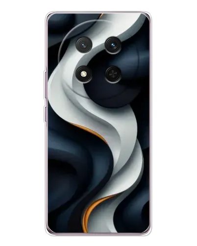 Чехол для Huawei Honor Magic 7 Lite с картинкой «Объемные черно-белые ленты» Чехол для Huawei Honor Magic 7 Lite с картинкой «Объемные черно-белые ленты»