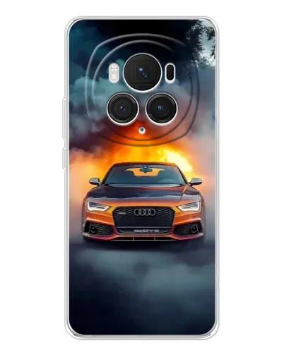 Чехол для Huawei Honor Magic 7 Pro с картинкой «Audi в огненном дыму»