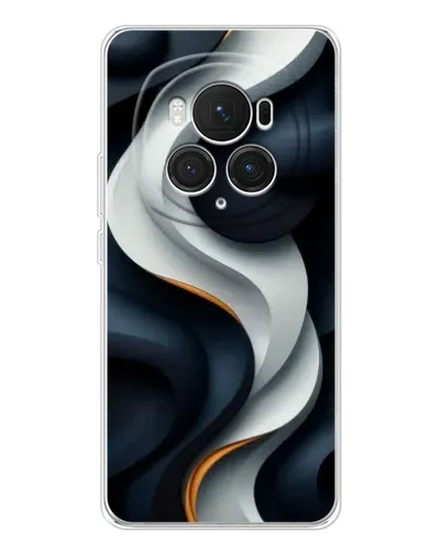 Чехол для Huawei Honor Magic 7 Pro с картинкой «Объемные черно-белые ленты» Чехол для Huawei Honor Magic 7 Pro с картинкой «Объемные черно-белые ленты»