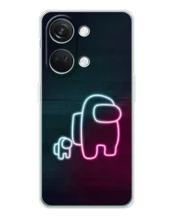 Чехол для Huawei Honor Play 10C с картинкой «Among Us неон-арт»