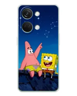 Чехол для Huawei Honor Play 10C с картинкой «Губка Боб и Патрик ночью»