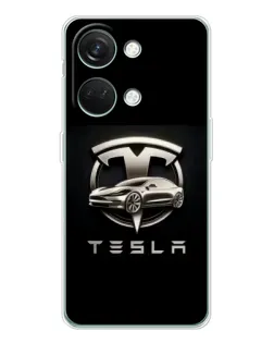 Чехол для Huawei Honor Play 10C с картинкой «Tesla — серебристое авто»