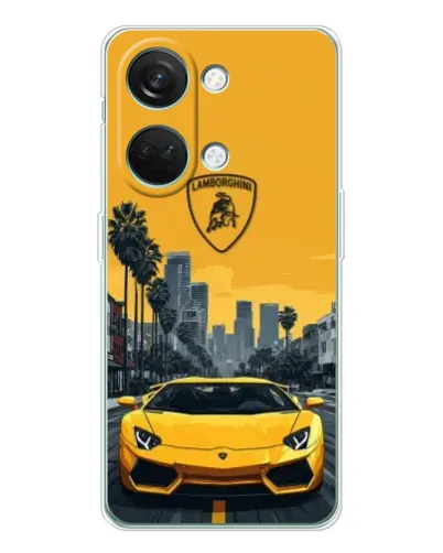 Чехол для Huawei Honor Play 10C с картинкой «Желтый Lamborghini город»