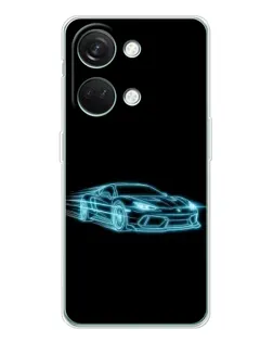 Чехол для Huawei Honor Play 10C с картинкой «Неоновый контур Lamborghini»