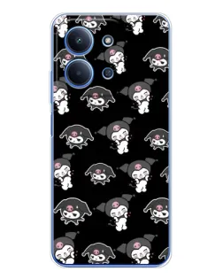 Чехол для Huawei Honor Play 11 Plus с картинкой «Черный паттерн Kuromi»