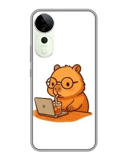 Чехол для Huawei Honor Play 70 Plus с картинкой «Капибара с ноутбуком»
