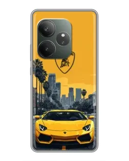 Чехол для Huawei Honor X5d Plus с картинкой «Желтый Lamborghini город»