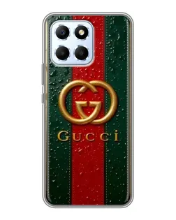 Чехол для Huawei Honor X6 с картинкой «Gucci — фирменная полоса и золото»