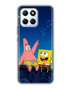 Чехол для Huawei Honor X6 с картинкой «Губка Боб и Патрик ночью»