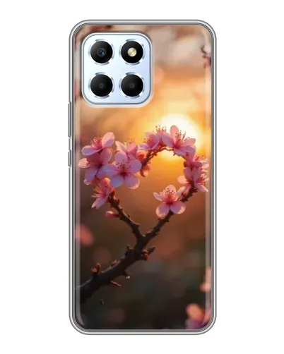 Чехол для Huawei Honor X6 с картинкой «Розовый цвет сердце на фоне заката» Чехол для Huawei Honor X6 с картинкой «Розовый цвет сердце на фоне заката»