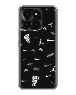 Чехол для Huawei Honor X6a с картинкой «Nike Black Pattern» Чехол для Huawei Honor X6a с картинкой «Nike Black Pattern»