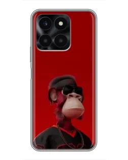 Чехол для Huawei Honor X6a с картинкой «Bored Ape в красном» Чехол для Huawei Honor X6a с картинкой «Bored Ape в красном»