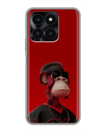 Чехол для Huawei Honor X6a с картинкой «Bored Ape в красном» Чехол для Huawei Honor X6a с картинкой «Bored Ape в красном»
