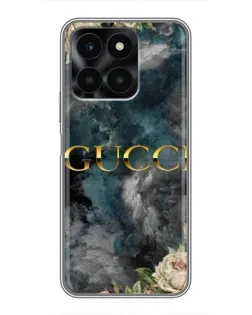 Чехол для Huawei Honor X6a с картинкой «Абстрактные цветы Gucci»