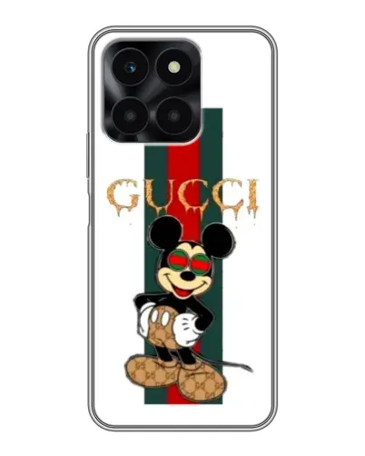 Чехол для Huawei Honor X6a с картинкой «Микки Маус Gucci — полосы»