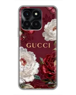 Чехол для Huawei Honor X6a с картинкой «Gucci — бордовые розы»