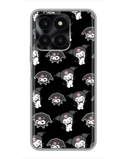 Чехол для Huawei Honor X6a с картинкой «Черный паттерн Kuromi» Чехол для Huawei Honor X6a с картинкой «Черный паттерн Kuromi»
