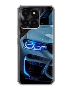 Чехол для Huawei Honor X6a с картинкой «Взгляд BMW с синими фарами»