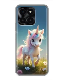 Чехол для Huawei Honor X6a с картинкой «Единорог на поляне» Чехол для Huawei Honor X6a с картинкой «Единорог на поляне»