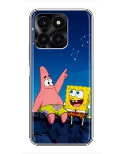 Чехол для Huawei Honor X6a с картинкой «Губка Боб и Патрик ночью» Чехол для Huawei Honor X6a с картинкой «Губка Боб и Патрик ночью»