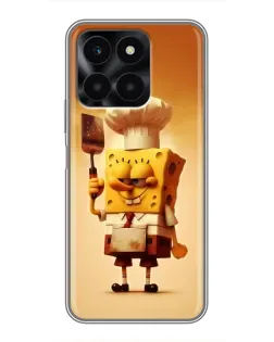 Чехол для Huawei Honor X6a с картинкой «Губка Боб повар»