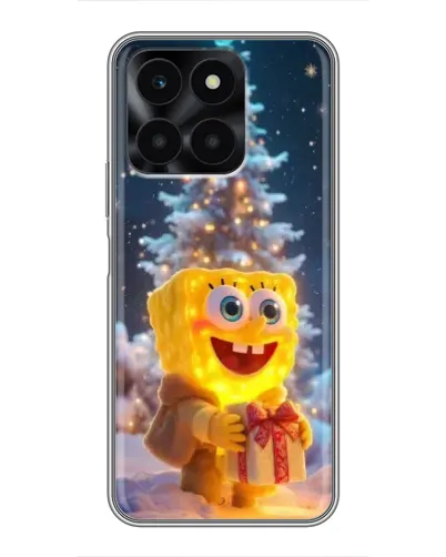 Чехол для Huawei Honor X6a с картинкой «Рождественский Спанч Боб»