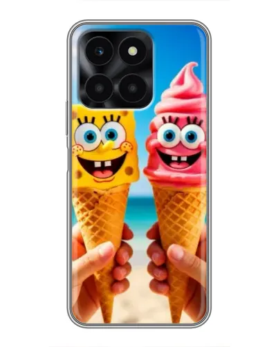 Чехол для Huawei Honor X6a с картинкой «Спанч Боб мороженое»