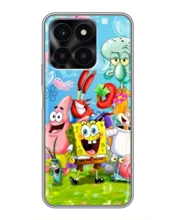 Чехол для Huawei Honor X6a с картинкой «Губка Боб и друзья» Чехол для Huawei Honor X6a с картинкой «Губка Боб и друзья»