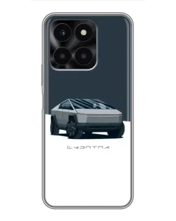 Чехол для Huawei Honor X6a с картинкой «Серебристый Cybertruck Tesla»