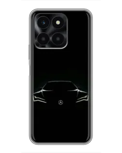 Чехол для Huawei Honor X6a с картинкой «Mercedes — силуэт авто»