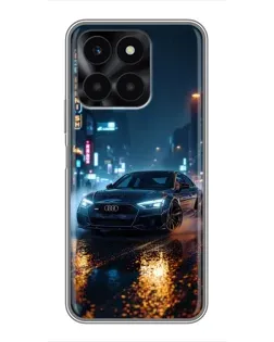 Чехол для Huawei Honor X6a с картинкой «Ночной город и Audi»