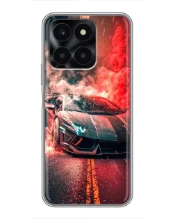 Чехол для Huawei Honor X6a с картинкой «Lamborghini красный дым»