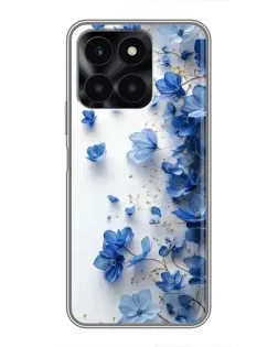 Чехол для Huawei Honor X6a с картинкой «Голубой цветочный каскад»