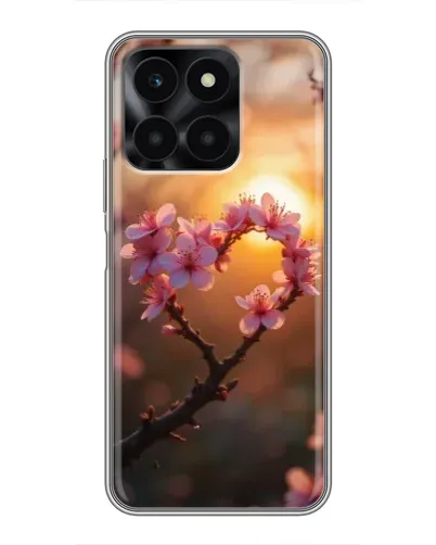 Чехол для Huawei Honor X6a с картинкой «Розовый цвет сердце на фоне заката» Чехол для Huawei Honor X6a с картинкой «Розовый цвет сердце на фоне заката»