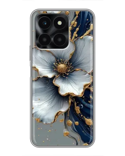 Чехол для Huawei Honor X6a с картинкой «Белый цветок и золотой флюид» Чехол для Huawei Honor X6a с картинкой «Белый цветок и золотой флюид»