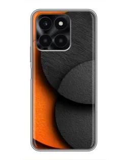 Чехол для Huawei Honor X6a с картинкой «Геометрия оранжевых кругов»