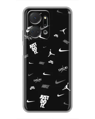 Чехол для Huawei Honor X7a с картинкой «Nike Black Pattern» Чехол для Huawei Honor X7a с картинкой «Nike Black Pattern»