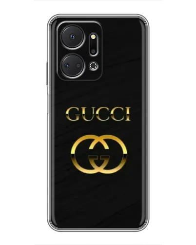 Чехол для Huawei Honor X7a с картинкой «Золотой логотип Gucci»